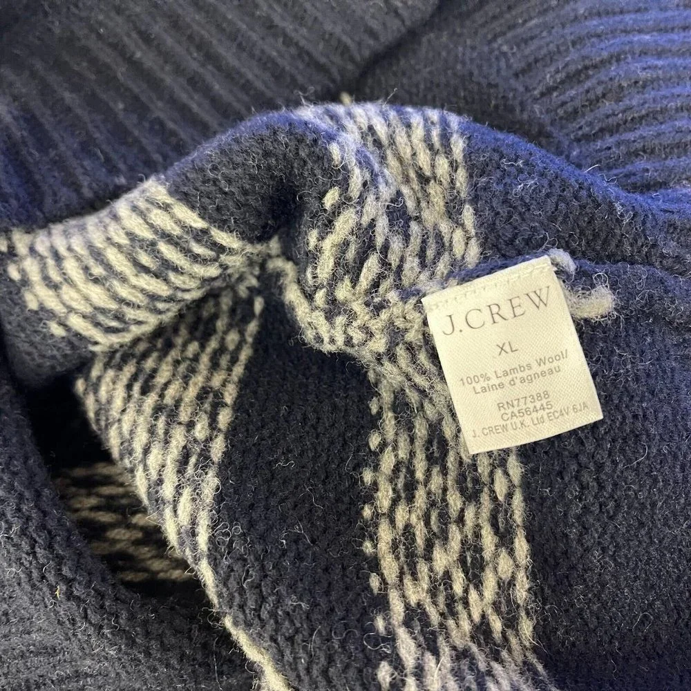 J Crew Lambswool Stripe Sweater Chunky Pullover Crew Neck Long Sleeve Men XL NWT